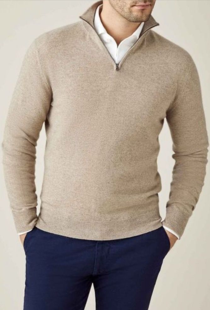 Siegbert | Pullover mit Zipperkragen und italienischer Strickoptik für Männer