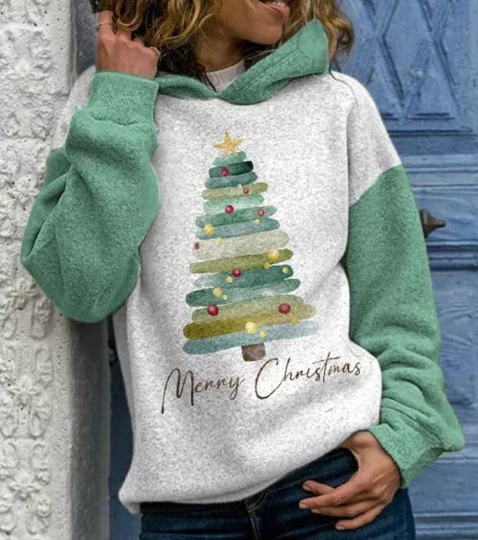 Chantal | Weihnachts-Hoodie mit Tannenbaum-Motiv für Frauen