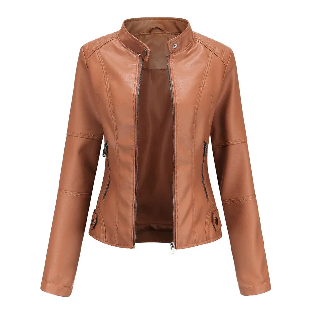 Meli - damen lederjacke mit mao