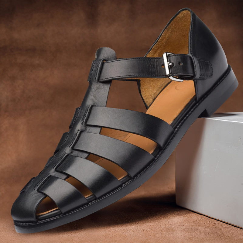 Schwarz leder sandalen herren geschlossen