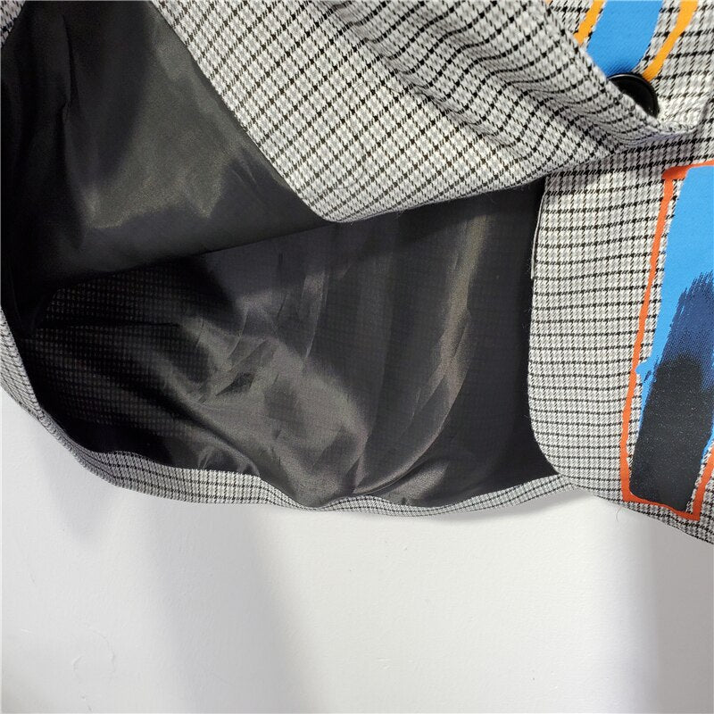 Lennox | Oversize-Blazer mit Text-Print und Karomuster für Männer