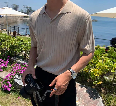 Ethan – gestricktes poloshirt, lässig, urlaub, v-ausschnitt, kurze armel