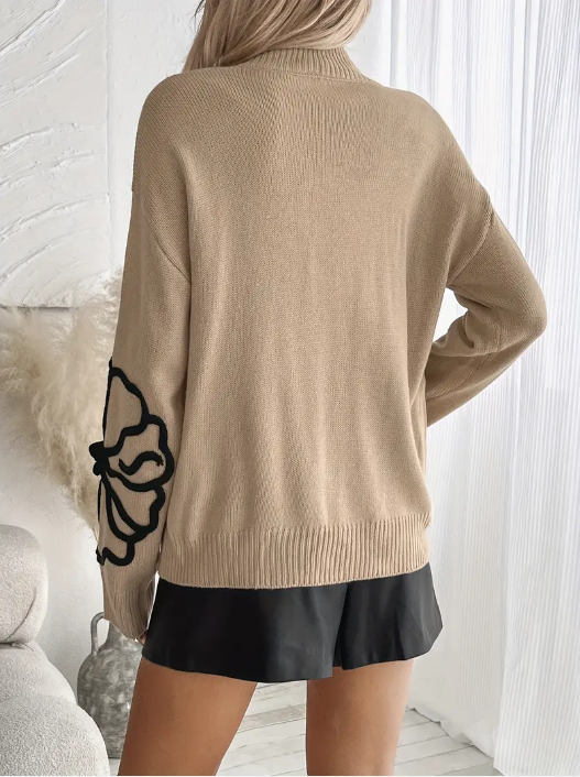 Kelsey – strickpullover mit blumenstickerei