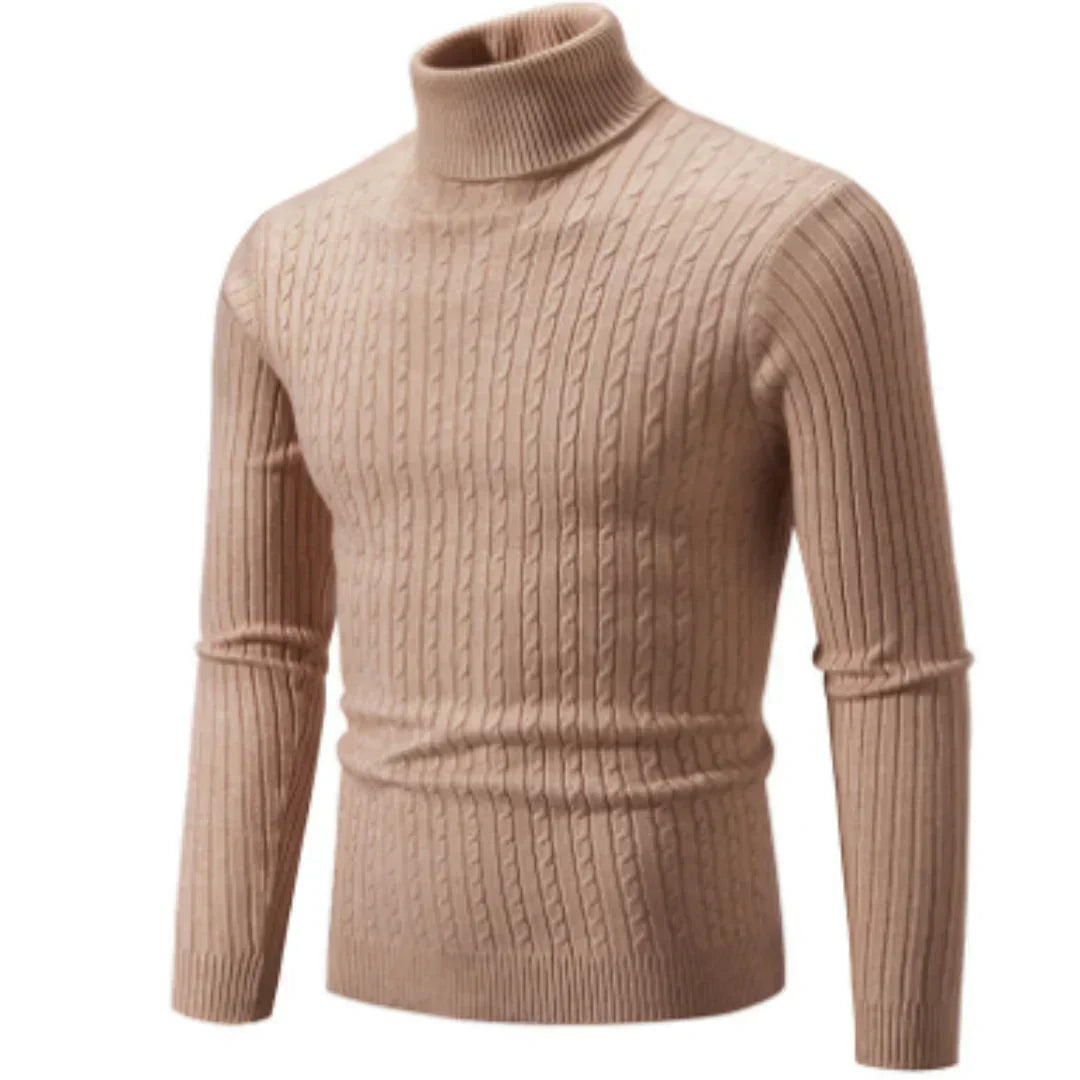 Stylischer rollkragen-strickpullover für herren – warmer winterstrick