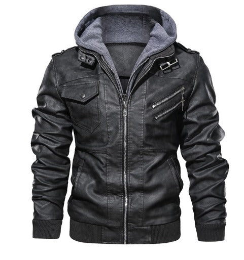 Ezequiel | Jacke mit Kapuze und Lederoptik für Männer