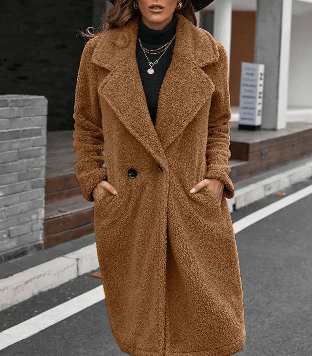 Henriette | Mantel mit Bindegürtel und Wolloptik für Frauen