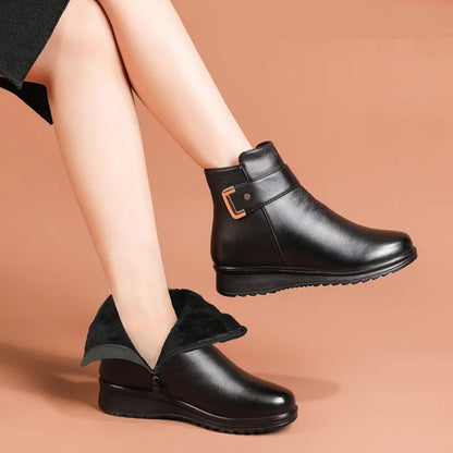 Damen orthopädische lederstiefel warm und bequem