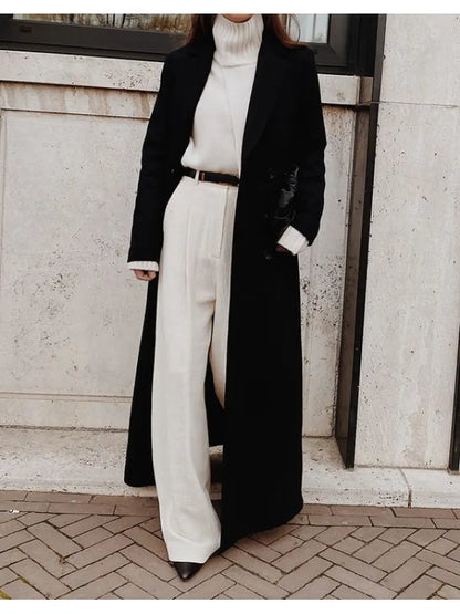 Muriel - schwarzer lässiger wintermantel