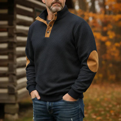 Rune – lässigess weatshirt mit stehkragen und ellenbogenpatches