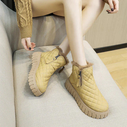 Warme plateau-stiefeletten mit seitlichem reißverschluss – damen