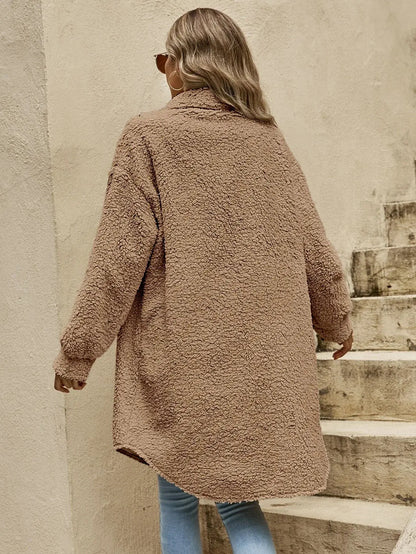 Halie bequeme teddy-jacke mit knopfleiste & brusttaschen