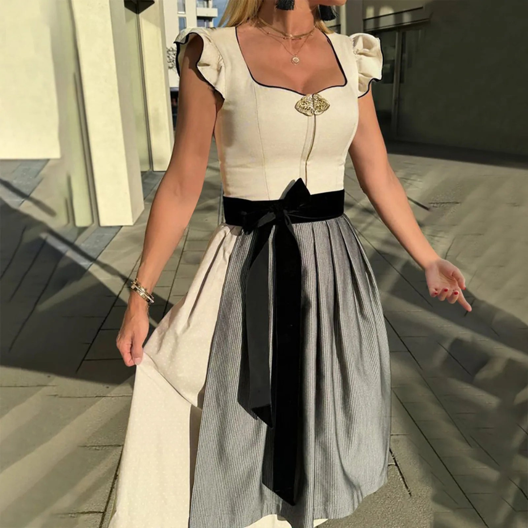 Clover | Dirndl kleid mit Samtschleife und Zweiton-Design für Frauen