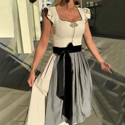 Clover | Dirndl kleid mit Samtschleife und Zweiton-Design für Frauen