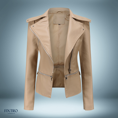 Lederjacke - mit offenem kragen