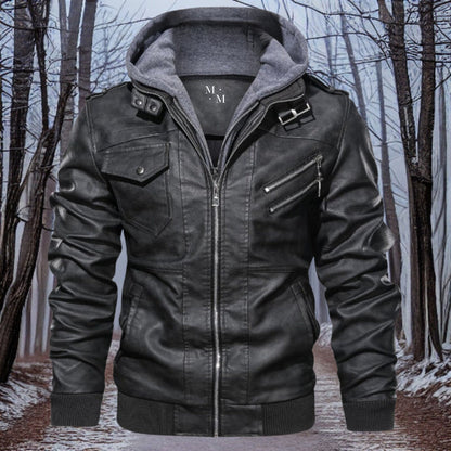 Heat leather - hochwertige warme lederjacke mit kapuze