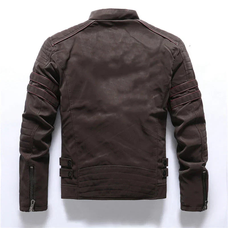 Herren-bikerjacke mit reißverschluss – auffälliges lederdesign
