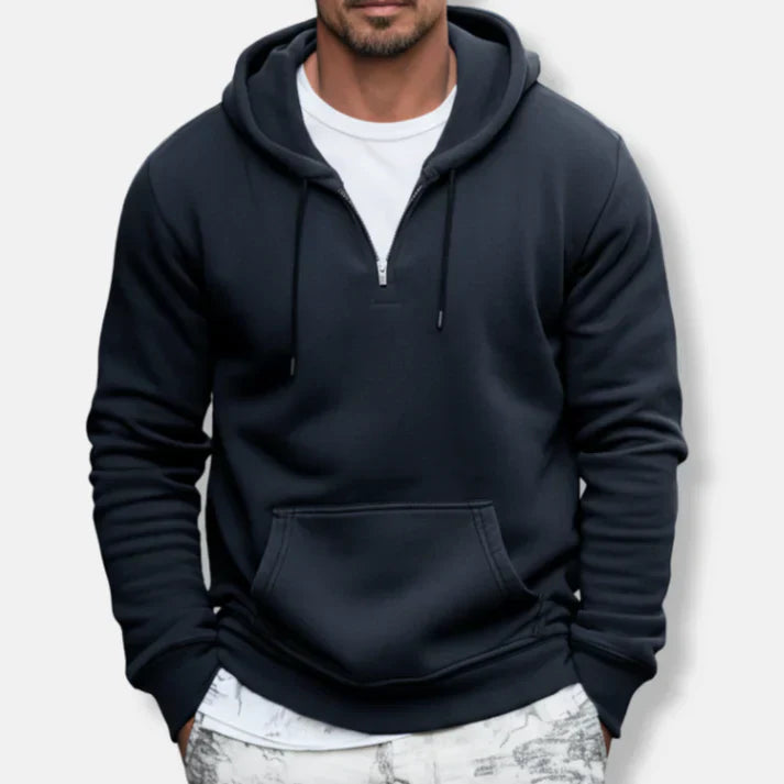 Morten – quarter-zip hoodie mit kängurutasche und relaxed fit