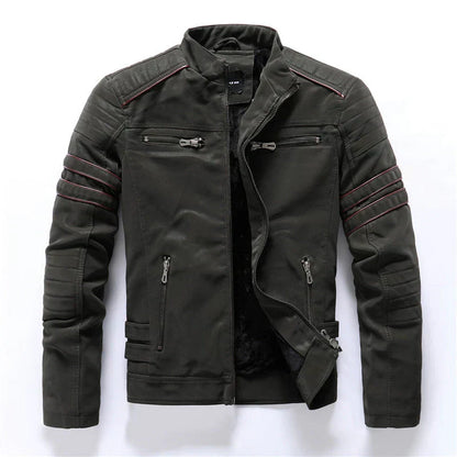 Herren-bikerjacke mit reißverschluss – auffälliges lederdesign
