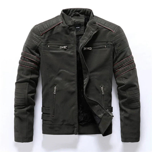 Herren-bikerjacke mit reißverschluss – auffälliges lederdesign
