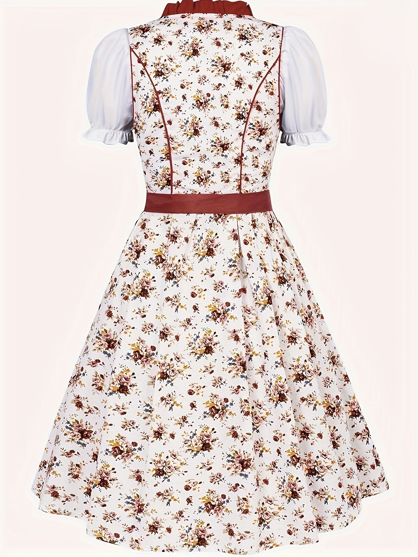 Elora | Dirndl kleid mit Blumenprint und Taftschürze für Frauen