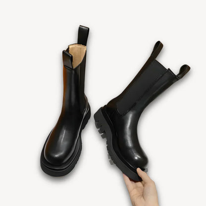 Damen chelsea boots aus leder mit chunky sohle