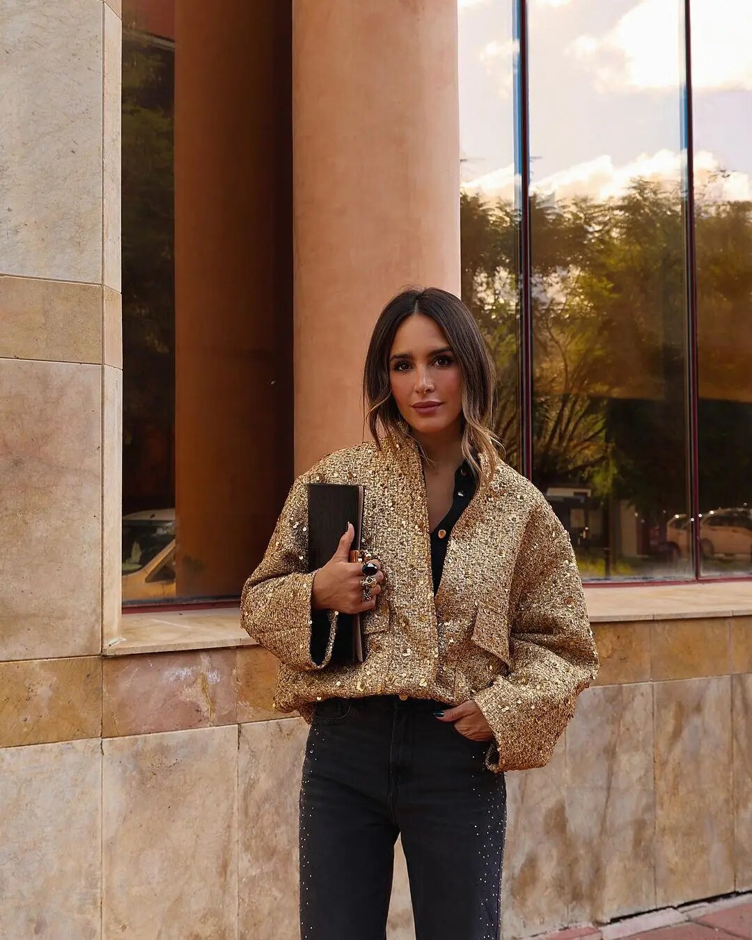 Kashton | Goldene Bomberjacke für Frauen im Herbststil