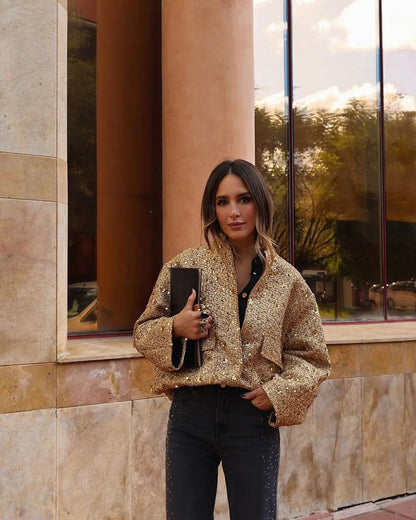 Kashton | Goldene Bomberjacke für Frauen im Herbststil
