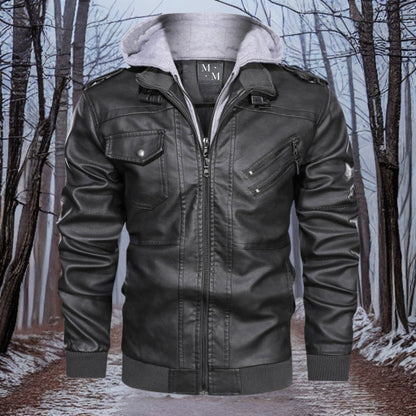 Heat leather - hochwertige warme lederjacke mit kapuze