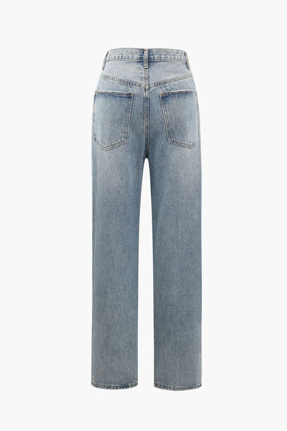 Cornelia damenjeans mit asymmetrischem bund – moderner high-waist fit