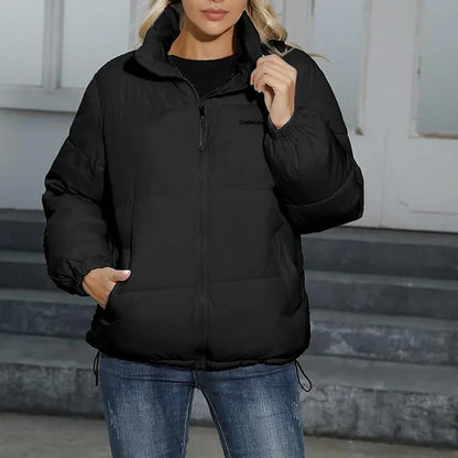 Wärmende damen-winterjacke mit reißverschluss