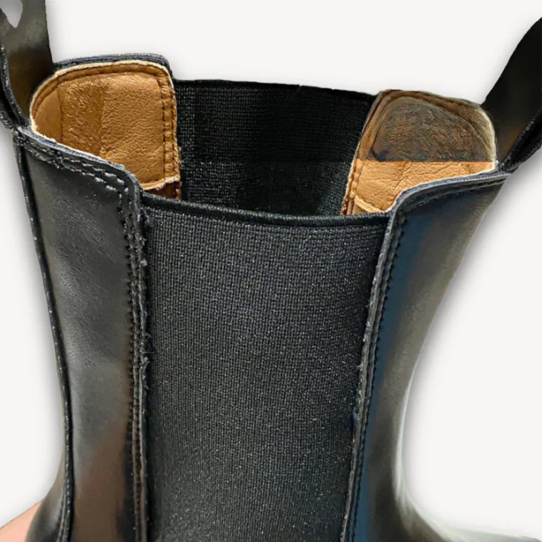 Damen chelsea boots aus leder mit chunky sohle