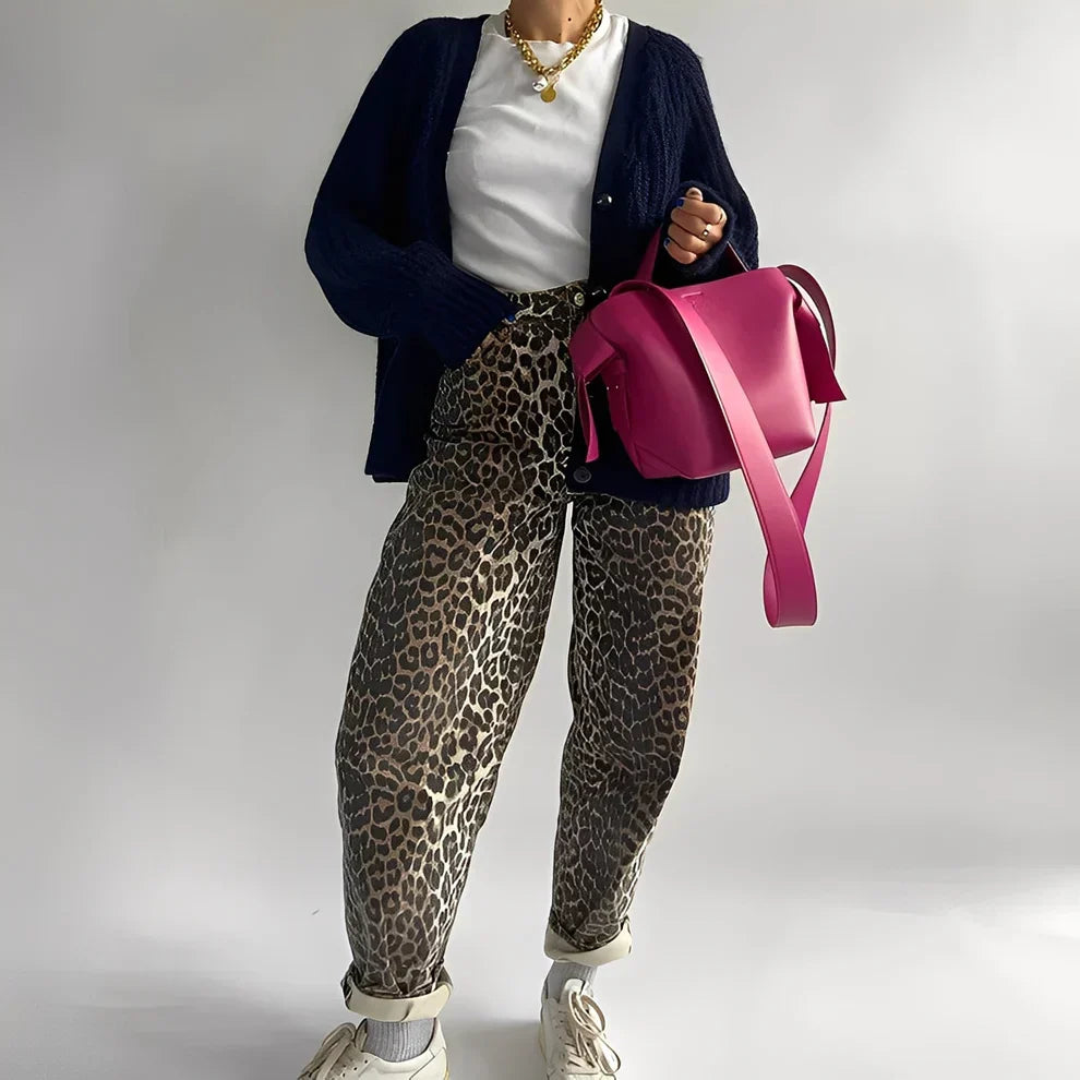 Rowanne klassische, weite hose mit print – damen