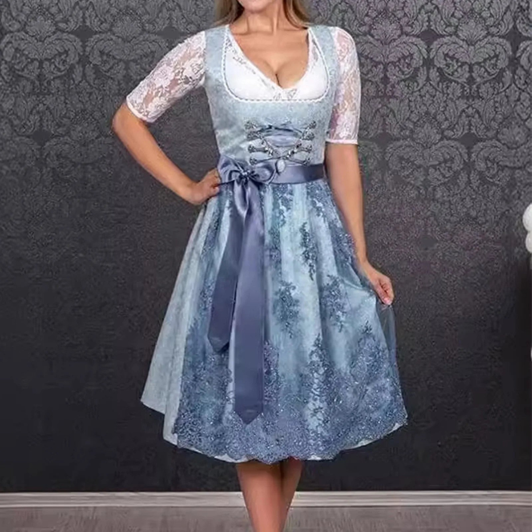 Bellatrix | Dirndl kleid mit Spitzenschürze und Satinschleife für Frauen