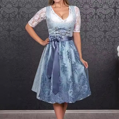 Bellatrix | Dirndl kleid mit Spitzenschürze und Satinschleife für Frauen