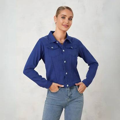 Klassische jeansjacke mit knopfleiste für damen – damen