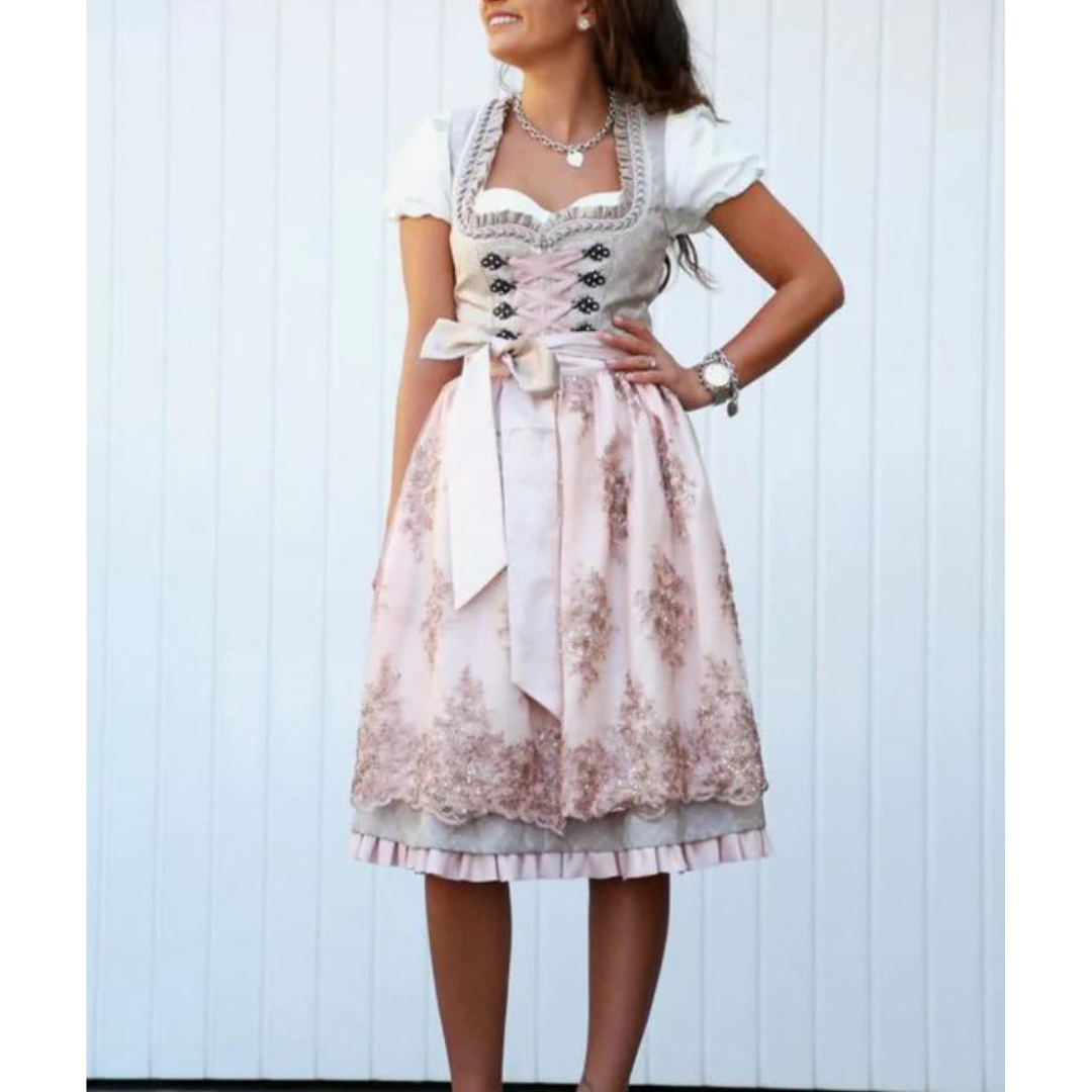 Oakleigh | Dirndl kleid mit Spitzenschürze und Miederschnürung für Frauen