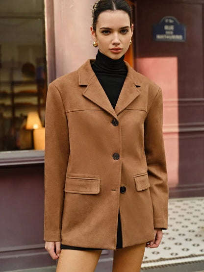 Lässiger brauner wildlederblazer von silke – damen