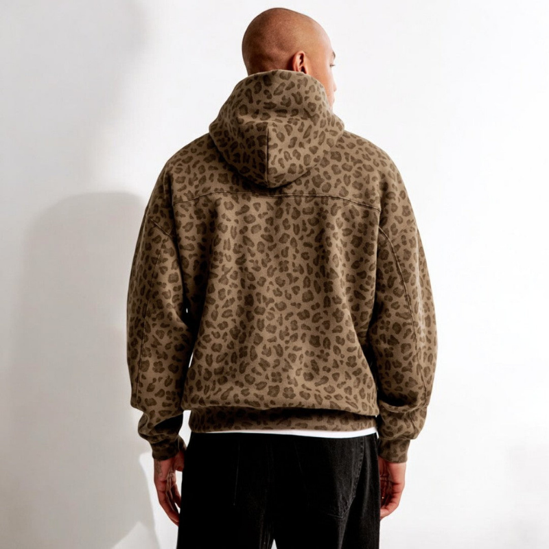 Herren-hoodie mit leopardenmuster - stilvoll und lässig für streetwear