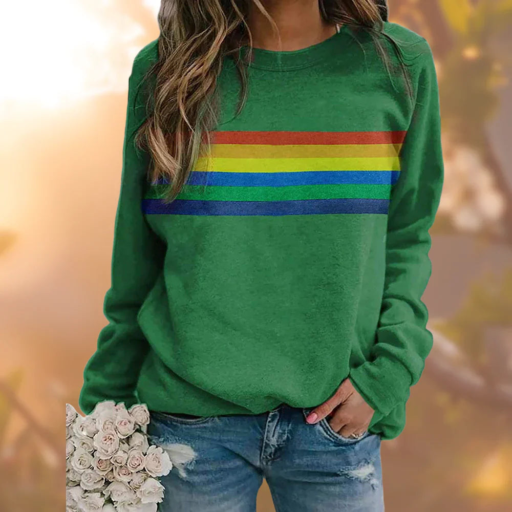 Riley – weicher pullover mit regenbogenmuster