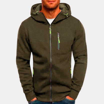 Erik – slim fit zip hoodie mit rippbündchen und reißverschlusstasche