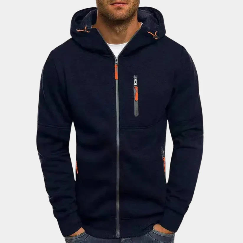 Erik – slim fit zip hoodie mit rippbündchen und reißverschlusstasche