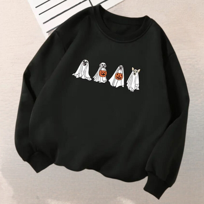 Kinga - halloween-sweatshirt für frauen mit gruseligem hundeaufdruck