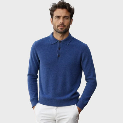 Mikkel – polo sweater aus merinowolle mit rippbündchen