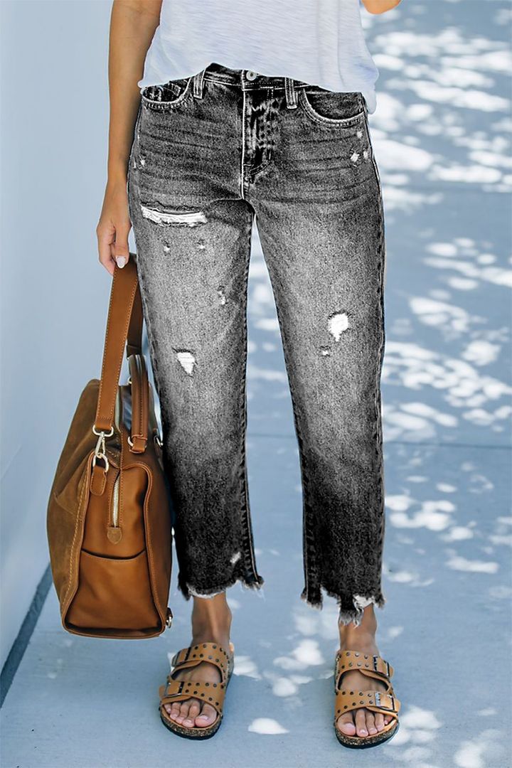Temperance | Jeans mit hoher Taille und Distressed-Details für Frauen