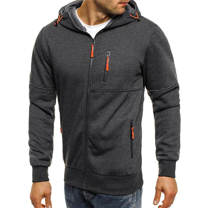 Erik – slim fit zip hoodie mit rippbündchen und reißverschlusstasche