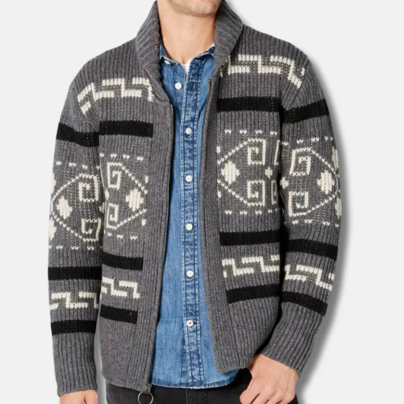 Simon – woll-cardigan mit schalkragen und zipper