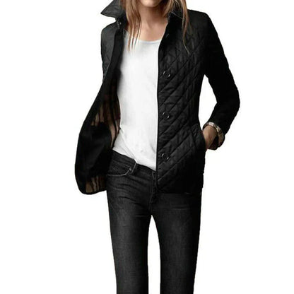 Freya – damen steppjacke mit diamantmuster und knopfverschluss