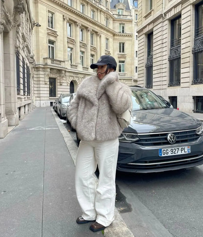 Macy faux-pelzmantel – weicher kunstfellmantel für kalte tage