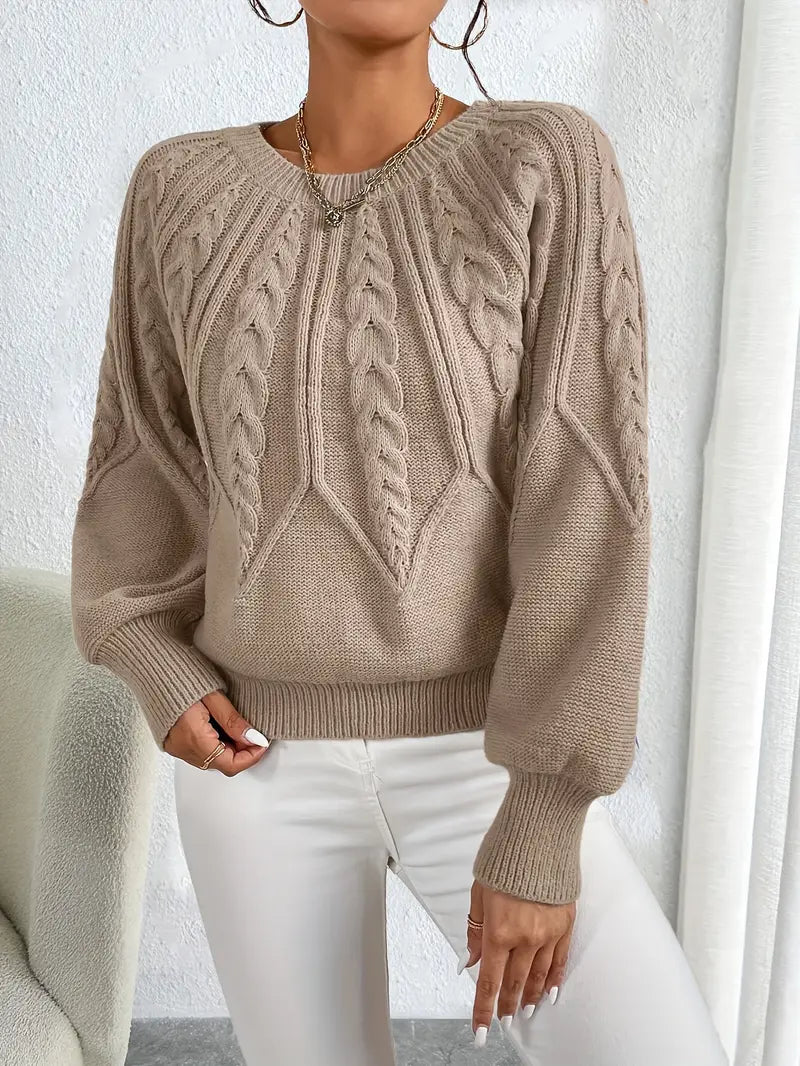 Eleganter zopfstrickpullover für damen
