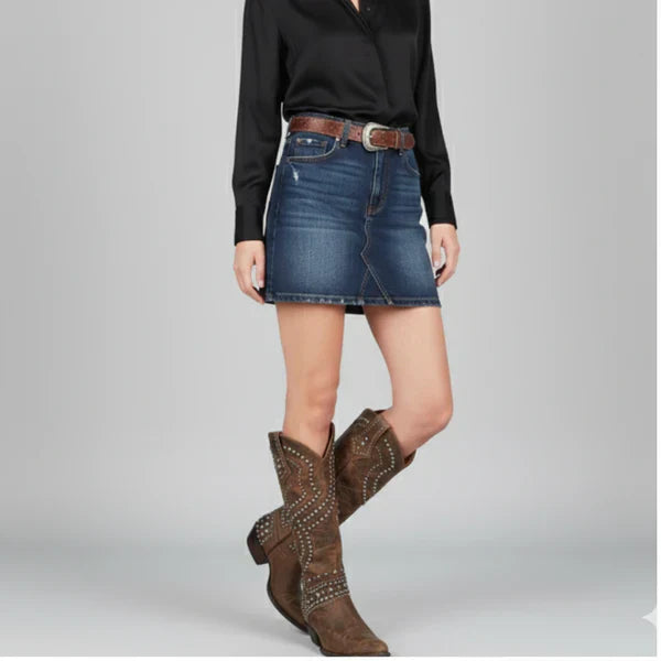 Kniehohe western-cowgirl-stiefel für damen mit nieten – damen
